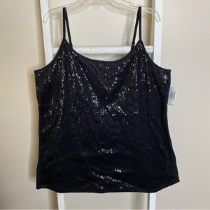 Torrid NWT Black Sequin Front Foxy Cami. Size 4.